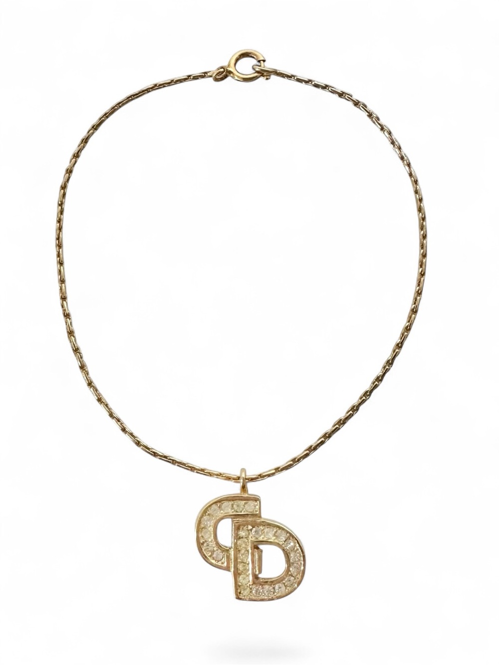 Christian Dior Gold & Crystal “CD” Initials Engraved Vintage Bracelet - Picture 1 of 13